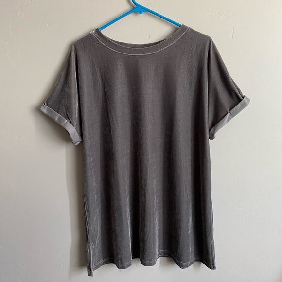 Wishlist Velvet Cuff Sleeve Gray M/L Top - Picture 1 of 4